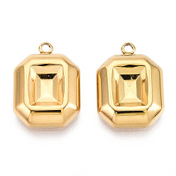 Настоящее золото 18K 304 Настройки кабошон из нержавеющей стали кулон, восьмиугольник, ионное покрытие (ip), реальный 18 k позолоченный, 17.9x13x3.8 мм, отверстие : 1.6 мм
