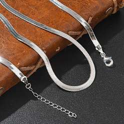 Платина 4мм стойка покрытие латунные цепочки елочка ожерелья для женщин мужчин, без кадмия и без свинца, 901 застежка из нержавеющей стали, долговечный, платина, 17.72 дюйм (45 см)