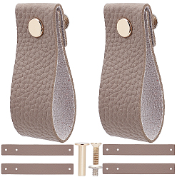 Серый Выдвижные ящики из искусственной кожи с текстурой личи, ручки шкафа, со сплавочной фурнитурой, прямоугольные, серые, 174x26x2 мм, отверстие : 5 мм