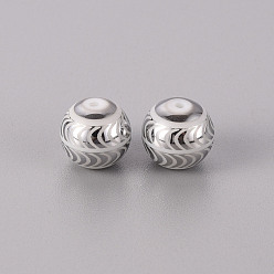 с Платиновым Покрытием Гальванические стеклянные бусины, круглый с волны шаблон, с покрытием платиным, 10 мм, отверстие : 1.2 мм