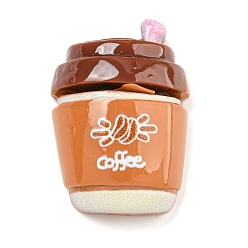 Drink Кофейная тема, непрозрачная смола, декодированные кабошоны, кофейный напиток, 27.5x19x9.5 мм