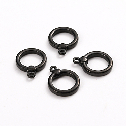Electrophoresis Black 304 Stainless Steel Toggle Clasps Parts Ion Plating(IP), Ring, Electrophoresis Black, 18x14x3mm, Hole: 1.5mm, Inside: 10x10mm