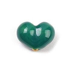 Морско-зеленый Латунь эмаль бисера, сердце, цвета морской волны, 7.5x9.5x5.5 мм, отверстие : 1.2~1.6 мм