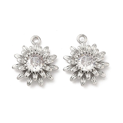 Платина Латунные микро проложить кубического циркония подвески, , платина, 15x13x4 мм, отверстие : 1.2 мм