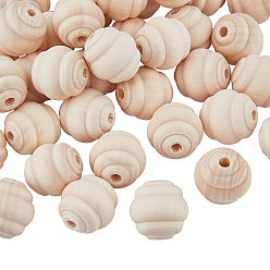 Floral White Natural Wood European Beads, Beehive Beads, Floral White, 20x19.5mm, Hole: 4mm, 50pcs/bag