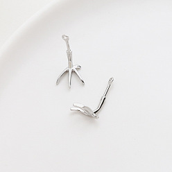 Платина Латунные штифты, для изготовления жемчуга в стиле барокко призрачной ведьмы, форма куриных ножек, платина, 9x9 мм