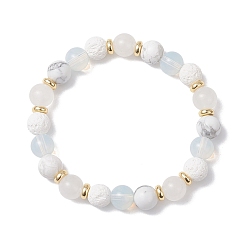 Смешанные камни Браслеты из натуральных и синтетических смешанных драгоценных камней, круглые бусины, эластичные для женщин, внутренний диаметр: 2~2-1/8 дюйм (5~5.3 см)