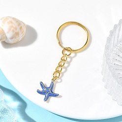 Золотой Латунные эмалевые брелоки в виде морских звезд, с железными кольцами, золотые, 70.5 мм