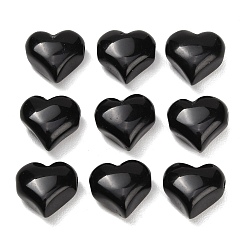 Obsidian Natural Obsidian Beads, Heart, 13~14x14~15x8~9mm, Hole: 1.6~1.8mm