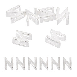 Letter N 6шт. 925 полые бусины с инициалами из стерлингового серебра, серебряные, Письмо N, 5.5~6x3.5~4x3 мм, отверстие : 3.5~4x1.3~1.7 мм