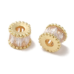 Золотой Стойка покрытие латунь проложить прозрачные бусины кубического циркония, без кадмия и без свинца, колонка, золотые, 7x5.8 мм, отверстие : 2.8 мм