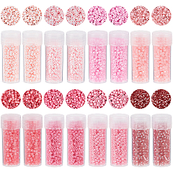 Pink 80g 8 цвета цилиндрические бусины, матового цвета, единый размер, с 16шт. пластиковых многоразовых бутылок, розовые, 2x1.3~1.5 мм, отверстие : 0.8~1 мм, 10 г / цвет