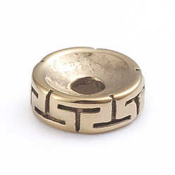 Античное Золото Ретро-ионное покрытие (ip) 304 прокладочные шарики из нержавеющей стали, плоский круглый с т-образным рисунком, античное золото , 8x2.8 мм, отверстие : 2.2 мм