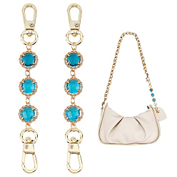 чирок 2шт. удлинители ручек для стеклянных сумок, с поворотными застежками сплава, принадлежности для изготовления кошельков, зелено-синие, 12.5 см