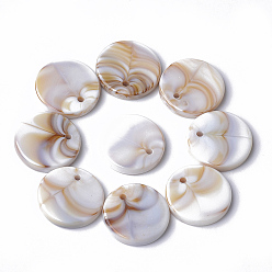 Linen Acrylic Pendants, Imitation Gemstone Style, Flat Round, Linen, 16x3mm, Hole: 1.5mm, about 720pcs/500g