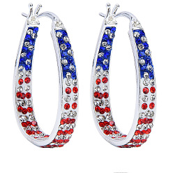 Синий Серьги-кольца из латуни с кубическим цирконием в форме слезы, платина, синие, 33x25 мм