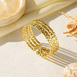 Золотой Кованые 304 браслеты-манжеты из нержавеющей стали, многорядные браслеты для женщин, золотые, 3/4 дюйм (1.85 см), внутренний диаметр: 2-1/8 дюйм (5.25 см)