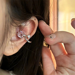 Круглые Серьги-каффы из сплава для женщин, с кубического циркония, круглые, 15 мм