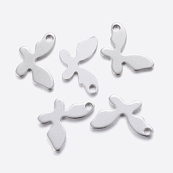 Нержавеющая Сталь Цвет Устойчивые к потускнению 304 подвески из нержавеющей стали, бабочка, цвет нержавеющей стали, 9x14x0.8~1 мм, отверстие : 1~1.2 мм