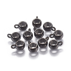 Черный Цвет Металла Поручни из сплава в тибетском стиле, петля под залог, без свинца и без кадмия, рондель, 8x5 мм, отверстие : 2 мм, 5 мм внутренним диаметром