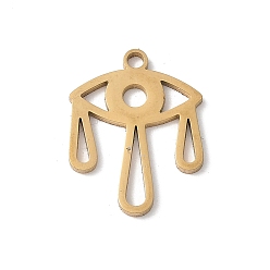 Золотой 201 из нержавеющей стали филигранные подвески, дурной глаз с амулетами в виде слезы, золотые, 17x13x1 мм, отверстие : 1.4 мм