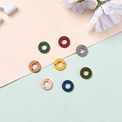 Mixed Color Painted Natural Poplar Wood Links, Donut, Mixed Color, 18x2.5mm, Hole: 1.6mm