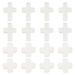 Белый 2 нити 2 стили бусины из натуральных пресноводных ракушек, крестик, белые, 10~15x10x3 мм, отверстие : 0.5 мм, около 26~39 шт / нитка, 15.08~15.31 дюйм (38.3~38.9 см), 1 прядь / стиль