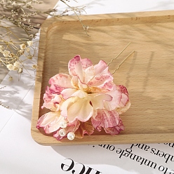 Бледно-фиолетовый Красный Вилки для волос с имитацией цветка, свадебная заколка для невесты, U-образная заколка для волос, аксессуары для волос, бледно-фиолетовый красный, 110x70 мм