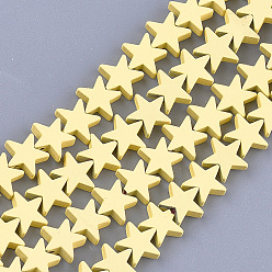 Шампанско-Желтый Окрашенного распылением немагнитных синтетических нитей гематита бусы, звезда, шампанское желтый, 9x9x2.5 мм, отверстие : 0.8 мм, около 59~60 шт / нитка, 15.5 дюйм