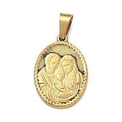 Oro Antiguo Religión 304 colgantes de acero inoxidable, óvalo con amuletos de la Sagrada Familia, con 201 fianzas de acero inoxidable, revestimiento de iones (ip), oro antiguo, 24x16x2 mm, agujero: 7x4 mm