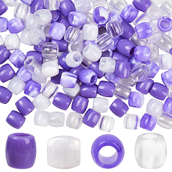 (52) Непрозрачная лаванда 120шт 4 стили абс пластик имитация жемчуга европейские бусины, бусины с большим отверстием, баррель, двухцветные непрозрачные смоляные бусины, колонка, разноцветные, 11~12x11 мм, отверстие : 5 мм, 30 шт / стиль