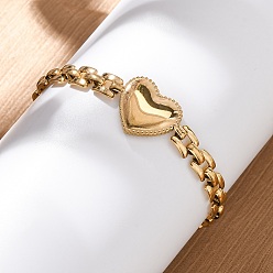 Настоящее золото 18K Сердце 304 браслеты из нержавеющей стали с пантерой для женщин, реальный 18 k позолоченный, 6-3/8 дюйм (16.3 см) в длину + 55 удлинитель мм