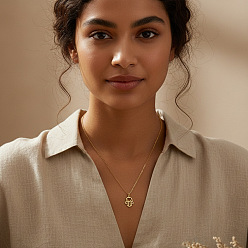 Золотой 304 Подвеска в виде полого сердца Хамса из нержавеющей стали, цепочка-ожерелье для женщин, золотые, 16.54 дюйм (42 см)