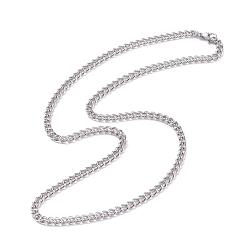 Stainless Steel Color Non-Tarnish 304 Stainless Steel Curb Chains Necklace for Men Women, Stainless Steel Color, 20.08 inch(51cm)