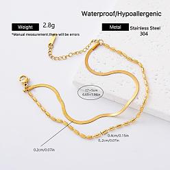 Column Pulseras europeas de acero inoxidable para mujer, dorado, columna, 304 pulgada (2 cm)