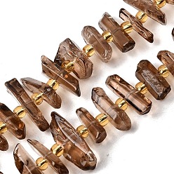 Кокосово-Коричневый Природных кристаллов кварца бисер нитей, граненые, окрашенные, палочка для наггетсов, с бисером, кокосового коричневый, 11~25x3~9x4~10 мм, отверстие : 1~1.2 мм, около 19~26 шт / нитка, 7.09~7.48'' (18~19 см)
