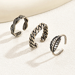 Античное Серебро Наборы колец для ног с открытым носком из меди и листьев в винтажном стиле для женщин, античное серебро, внутренний диаметр: регулируемый
