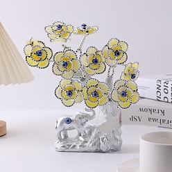 Шампанско-Желтый Голубые фигурки из смолы: дерево сглаза и слон, украшение для рабочего стола по фэн-шуй для домашнего офиса, шампанское желтый, 140x250 мм