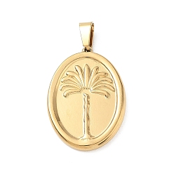 Oro 304 colgantes de acero inoxidable, con 201 presas de acero inoxidable a presión, ovalado con dijes de árbol, revestimiento de iones (ip), dorado, 29.5x21x3 mm, agujero: 7x4 mm