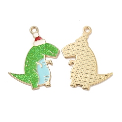 Dinosaur Рождественские эмали сплава подвески, долговечный, с блеском порошок, без кадмия, без никеля и без свинца, золотые, динозавр, 31.5x26.5x1.5 мм, отверстие : 1.8 мм