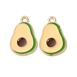 Avocado Подвески из сплава фруктов и эмали, золотой свет, авокадо, 20x13.5x1 мм, отверстие : 1.6 мм