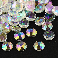 Colorful Taiwan Acrylic Rhinestone Cabochons, Flat Back and Faceted, Half Round/Dome, Colorful, 8x2.5mm