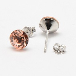 319_Vintage Rose Aretes de cristal austriaco, con 925 pendientes de plata de ley, 319 rosa _vintage, 16x7 mm, pin: 0.8 mm