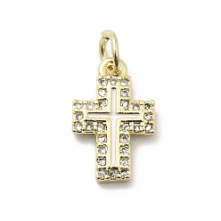 Белый Латунные микро проложить кубического циркония подвески, крест прелести, с эмалью и кольцом для прыжков, без кадмия и без свинца, стойки покрытие, долговечный, реальный 18 k позолоченный, белые, 13.5x9x2 мм, отверстие : 3.4 мм