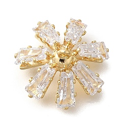 Золотой Латунные микро проложить кубического циркония кулон поручительств, привязка поручительств, без кадмия, без никеля и без свинца, половина пробурено, цветок, золотые, 15x15x7.5 мм, отверстие : 1 мм, штифты : 0.8 мм