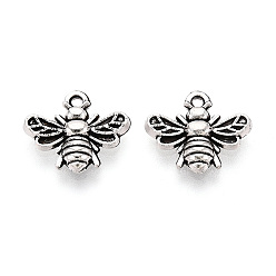 Античное Серебро Сплавочные подвески тибетского стиля, прелести пчел, без кадмия и без свинца, античное серебро, 12.3x13.2x2.5 мм, отверстие : 1.2 мм
