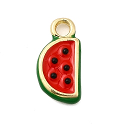 Арбуз Подвески из эмали и сплава, золотые, арбуз, 18x9x3 мм, отверстие : 3 мм