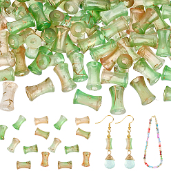 Lemon Chiffon 800Pcs Transparent Acrylic Beads, Drawbench Style, Bamboo Joint, with Glitter Powder, Lemon Chiffon, 11.5~12x7mm, Hole: 3mm