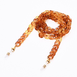 Сиена Цепочки для очков, шейный ремешок для очков, с акриловыми цепями для бордюров, позолоченные 304 застежки-клешни из нержавеющей стали и резиновые петли на концах, цвет охры, 27.56 дюйм (70 см)