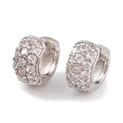 Платина Серьги из латуни с фианитом, без кадмия и без свинца, долговечный, массивная форма cz, серьги обруча, платина, 8x5 мм